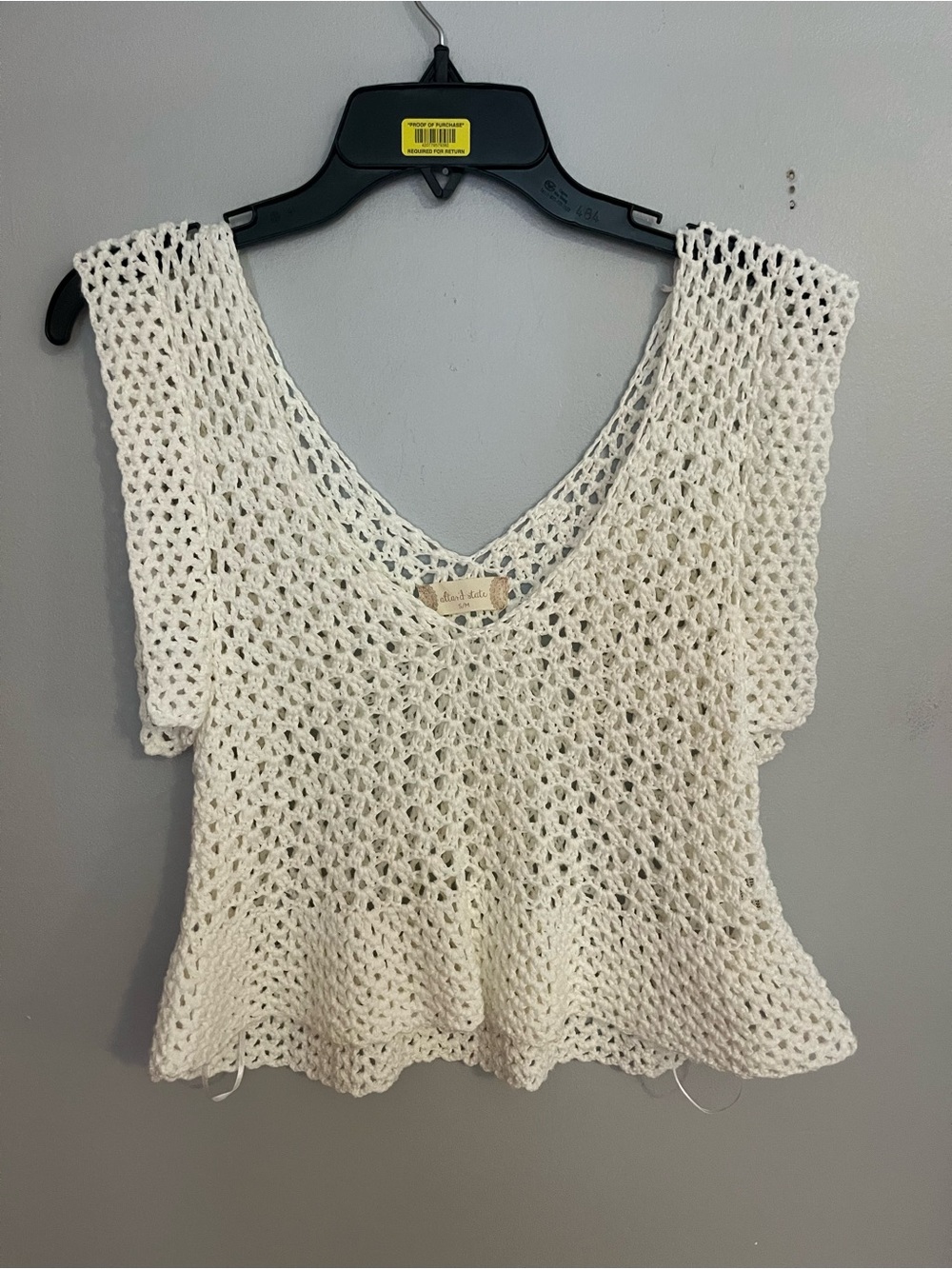 Altar'd State Cream Crochet V-Neck Peplum Crop Top
